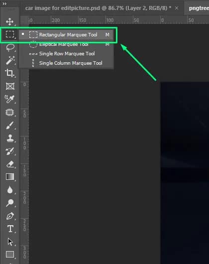 Car Photos rectangle marquee tool in photoshop